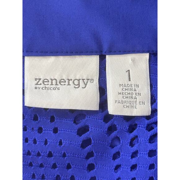 CHICO’S Zenergy Blue Full Front Zippered Open Knit Jacket - Picture 9 of 12